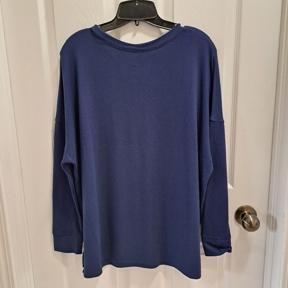 Felina Soft Knit Top Medieval Blue Women's Small Oversized Knit Loose Fit Shirt - Picture 10 of 12